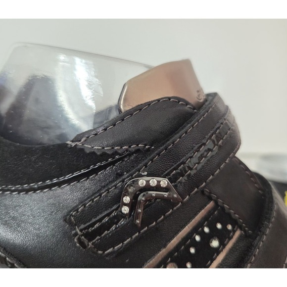 Geox Respira Sz 10 Leather  Sneakers Wedged Heel Womens Black D1387B‎ - Picture 8 of 15